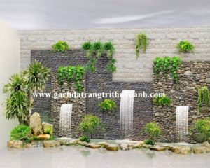 Tiểu cảnh giếng trời được trang trí bằng đá bóc trắng