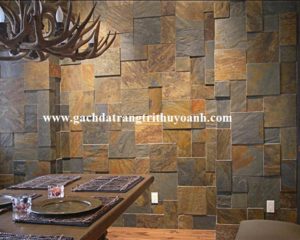 Trang trí tường bằng đá vân gỗ 3 size vuông